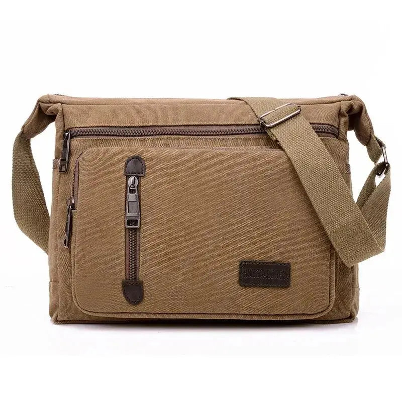 Canvas Shoulder Bag Bottle Men Women Casual Simple Fashion Retro Crossbody Cross Square Multi Layered Le voyageur pratik