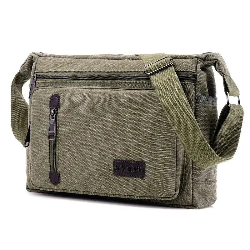 Canvas Shoulder Bag Bottle Men Women Casual Simple Fashion Retro Crossbody Cross Square Multi Layered Le voyageur pratik