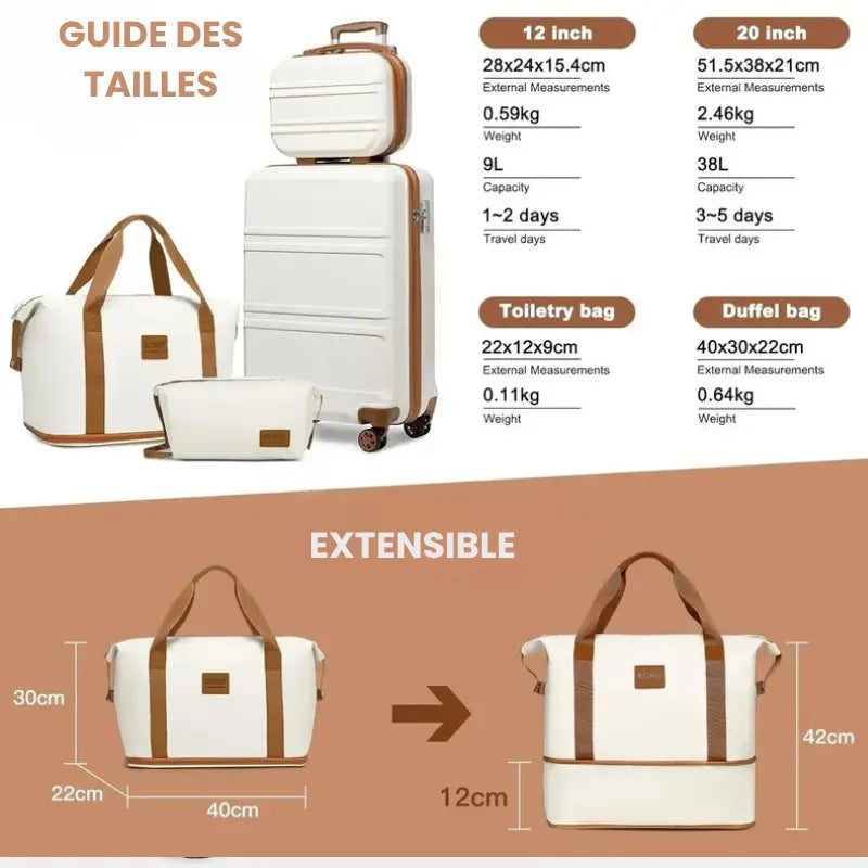 Ensemble de 4 pièces de voyage Le voyageur pratik