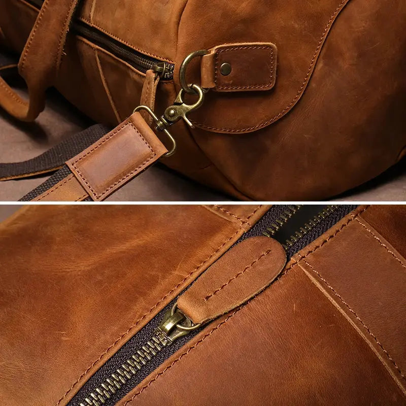 GURO Vintage Crazy Horse Cowhide Travel Bag Men's Real Leather Handbag Casual Weekend Camping Luggage Bag Daily Gym Shoulder Bag Le voyageur pratik