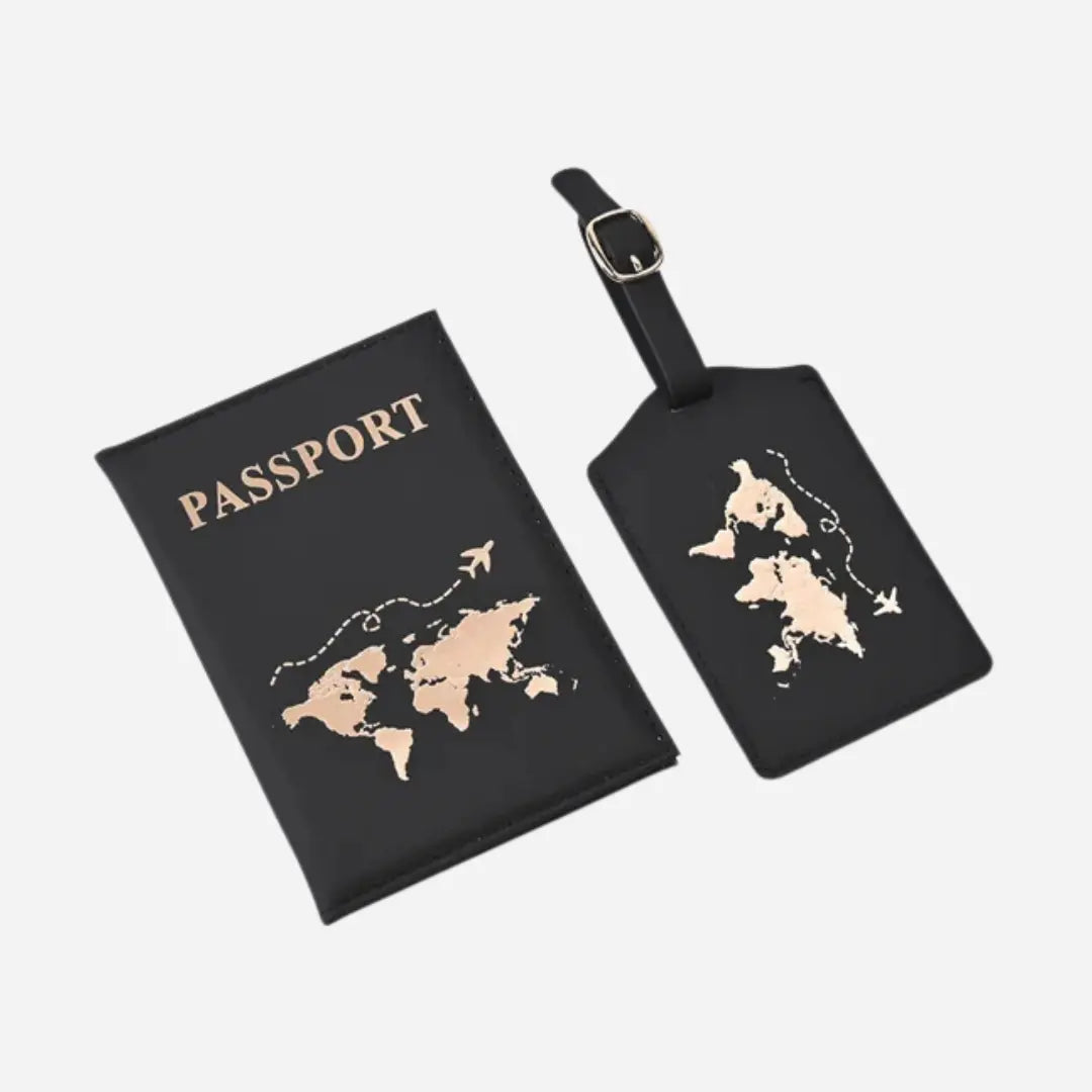 Protection pour passeport + étiquette de bagage Le voyageur pratik