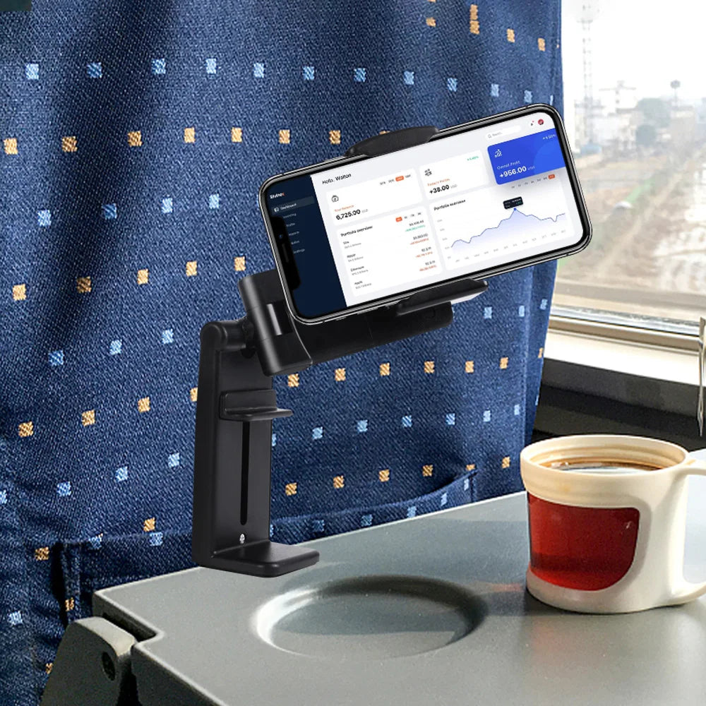Support de téléphone pour avion, Clip Portable de voyage, siège de Train, Support de bureau pliable pour iPhone Samsung Google Mi Le voyageur pratik