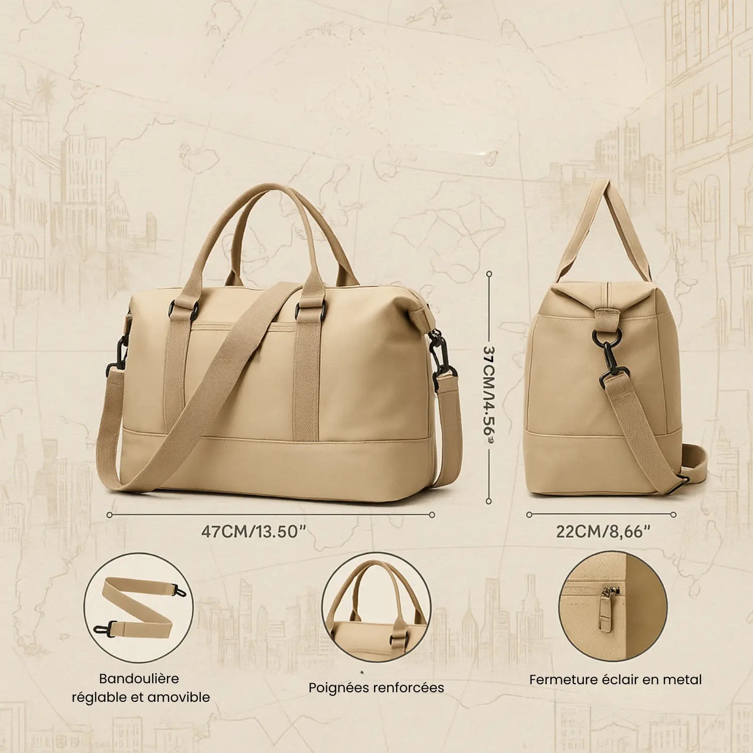 Sac de voyage élégant Zamalek Le voyageur pratik