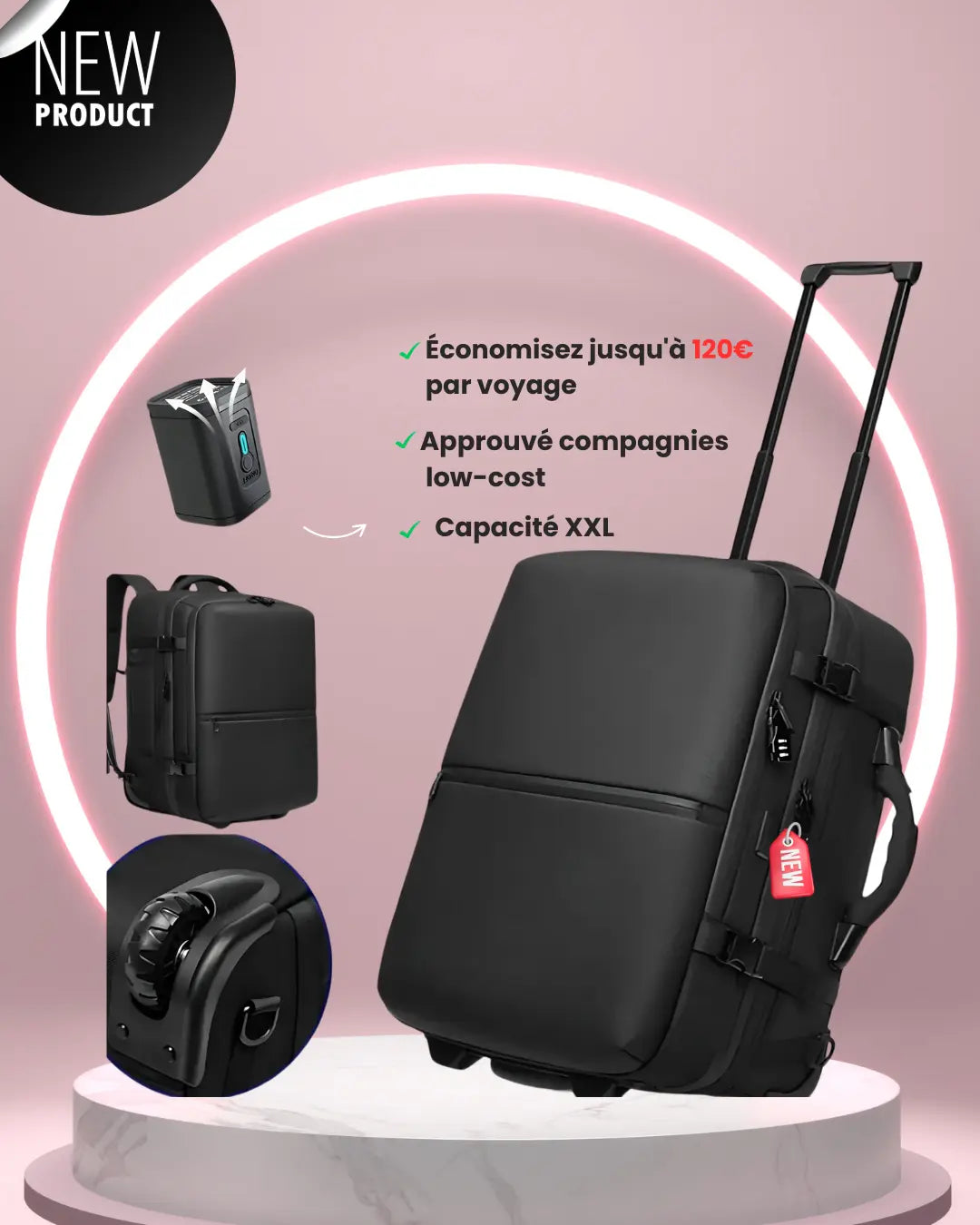 Valise Cabine Sac A Dos Roulettes Le voyageur pratik