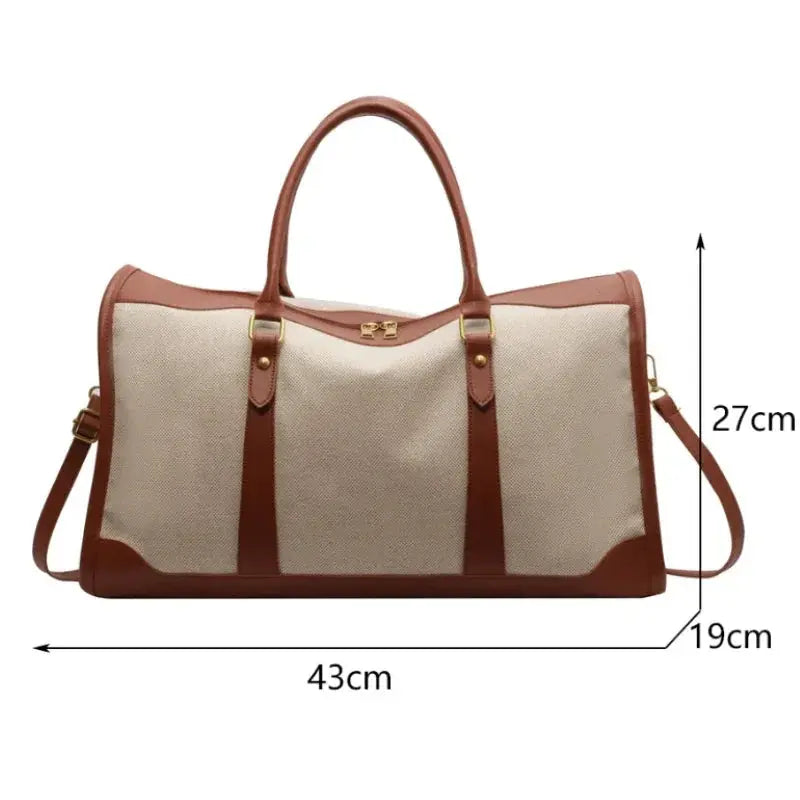 Women Travel Storage Handbag Vintage Fitness Luggage Bag Single Shoulder Crossbody Bag Large Nylon PU Leather Bag 2025 Handbags Le voyageur pratik