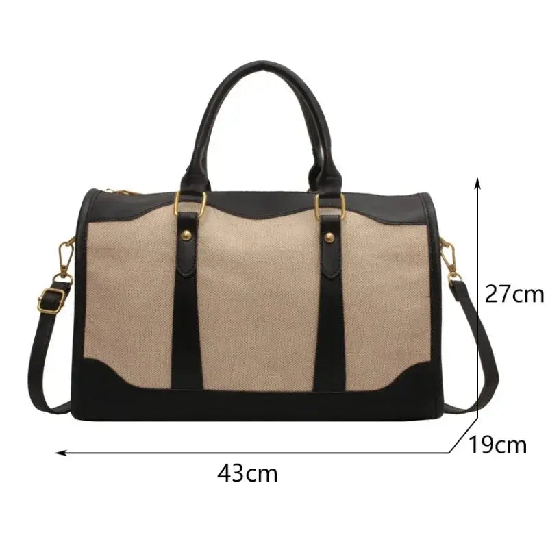 Women Travel Storage Handbag Vintage Fitness Luggage Bag Single Shoulder Crossbody Bag Large Nylon PU Leather Bag 2025 Handbags Le voyageur pratik