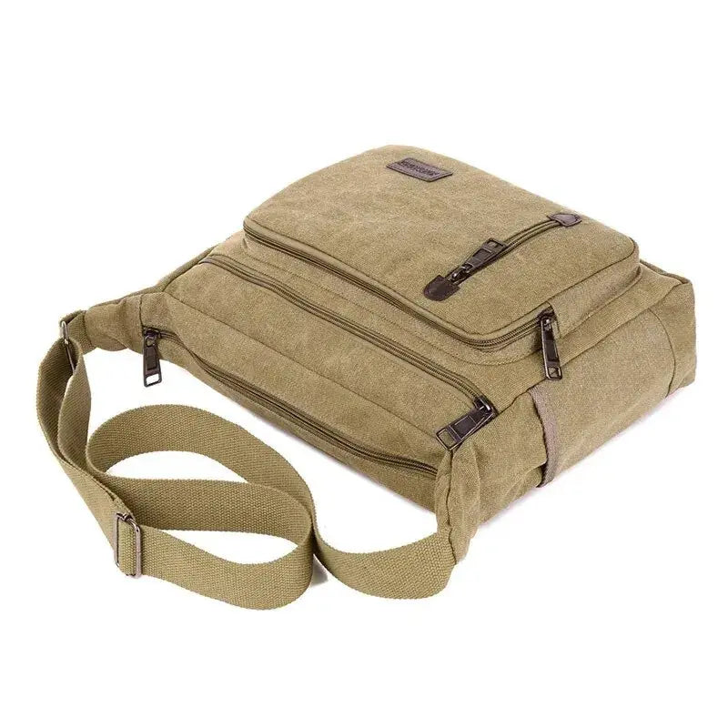 Canvas Shoulder Bag Bottle Men Women Casual Simple Fashion Retro Crossbody Cross Square Multi Layered Le voyageur pratik