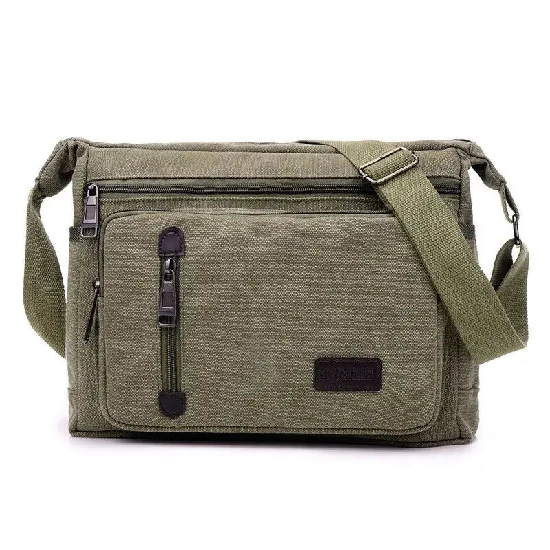 Canvas Shoulder Bag Bottle Men Women Casual Simple Fashion Retro Crossbody Cross Square Multi Layered Le voyageur pratik
